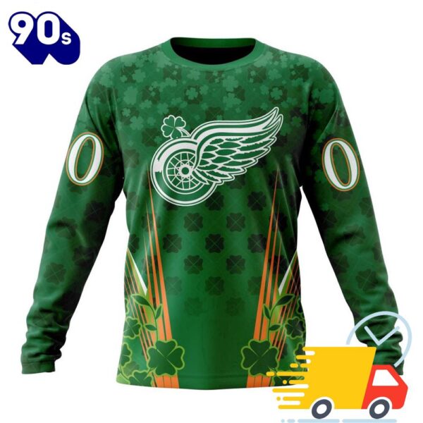 Personalized NHL Detroit Red Wings Full Green Design For St. Patrick’s Day All Over Print Shirts