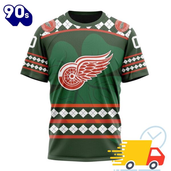 Personalized NHL Detroit Red Wings Specialized Unisex Kits Hockey Celebrate St Patrick’s Day 3D Shirts