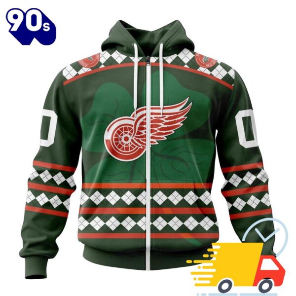 Personalized NHL Detroit Red Wings Specialized Unisex Kits Hockey Celebrate St Patrick’s Day 3D Shirts