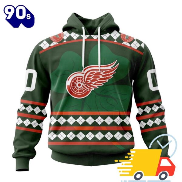 Personalized NHL Detroit Red Wings Specialized Unisex Kits Hockey Celebrate St Patrick’s Day 3D Shirts