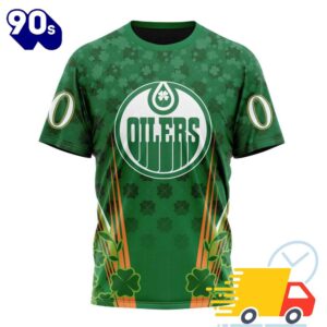 Personalized NHL Edmonton Oilers Full Green Design For St. Patrick's Day All Over Print Shirts