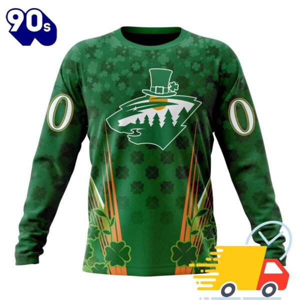 Personalized NHL Minnesota Wild Full Green Design For St. Patrick’s Day All Over Print Shirts