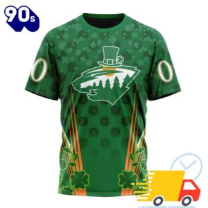 Personalized NHL Minnesota Wild Full Green Design For St. Patrick's Day All Over Print Shirts