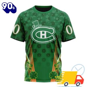 Personalized NHL Montreal Canadiens Full Green Design For St. Patrick's Day All Over Print Shirts