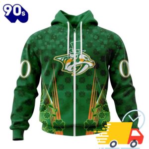 Personalized NHL Nashville Predators Full Green Design For St. Patrick's Day All Over Print Shirts