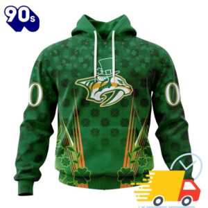 Personalized NHL Nashville Predators Full Green Design For St. Patrick's Day All Over Print Shirts