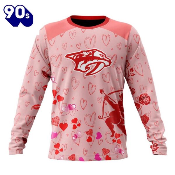 Personalized NHL Nashville Predators Special Design For Valentines Day All Over Print Shirt