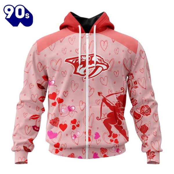 Personalized NHL Nashville Predators Special Design For Valentines Day All Over Print Shirt