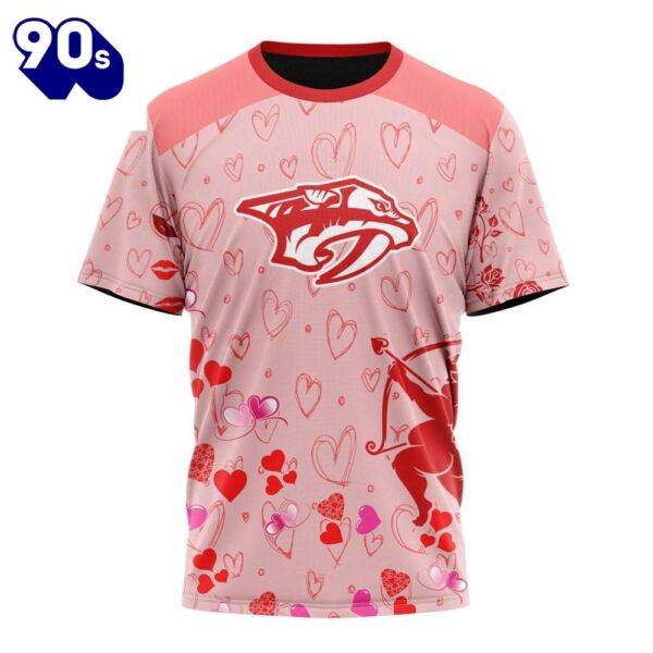 Personalized NHL Nashville Predators Special Design For Valentines Day All Over Print Shirt