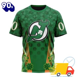 Personalized NHL New Jersey Devils Full Green Design For St. Patrick's Day All Over Print Shirts