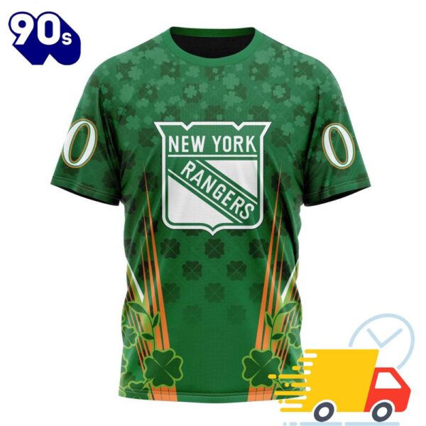 Personalized NHL New York Rangers Full Green Design For St. Patrick’s Day All Over Print Shirts