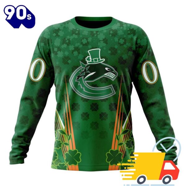 Personalized NHL Vancouver Canucks Full Green Design For St. Patrick’s Day All Over Print Shirts