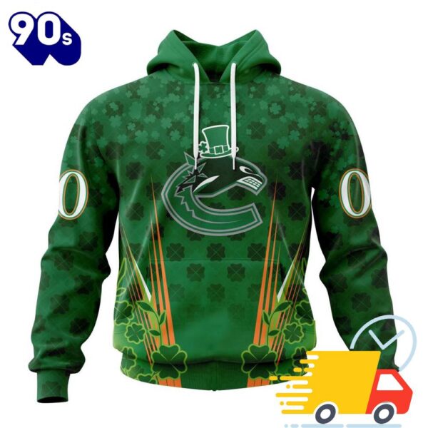 Personalized NHL Vancouver Canucks Full Green Design For St. Patrick’s Day All Over Print Shirts