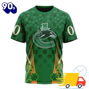 Personalized NHL Vancouver Canucks Full Green Design For St. Patrick's Day All Over Print Shirts