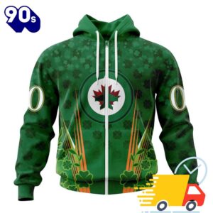 Personalized NHL Winnipeg Jets Full Green Design For St. Patrick's Day All Over Print Shirts