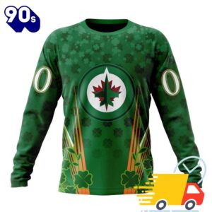 Personalized NHL Winnipeg Jets Full Green Design For St. Patrick's Day All Over Print Shirts