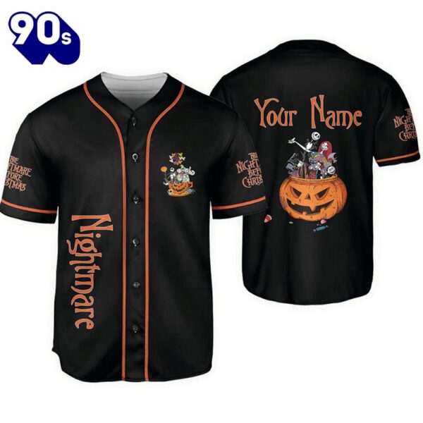 Personalized Nightmare Before Christmas Pumpkin Baseball Jersey  Gift For Fans