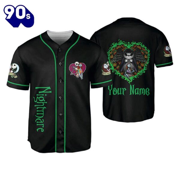 Personalized Nightmare Jack And Sally Heart Baseball Jersey  Gift For Fans