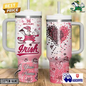 Personalized Notre Dame Fighting Irish Tumbler With Handle And Straw