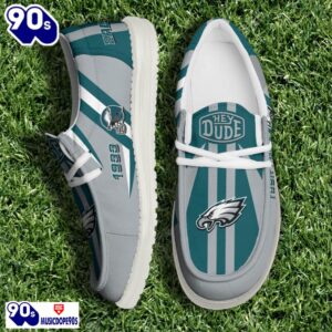 Personalized Philadelphia Eagles NFL Team White Canvas Loafer Shoes