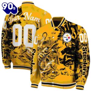 Personalized Pittsburgh Steelers Fishing Art Gold Jacket