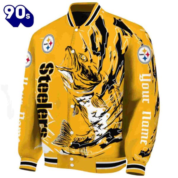 Personalized Pittsburgh Steelers Fishing Passion Gold White Jacket