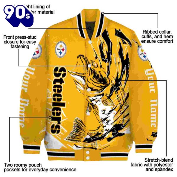 Personalized Pittsburgh Steelers Fishing Passion Gold White Jacket