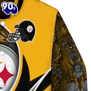 Personalized Pittsburgh Steelers Floral Print Gold Jacket