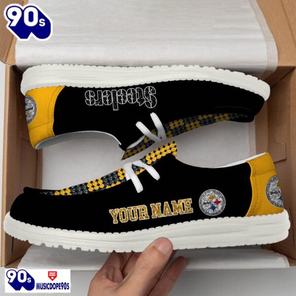 Personalized Pittsburgh Steelers NFL 32 Teams HeyDude Canvas Loafer Shoes