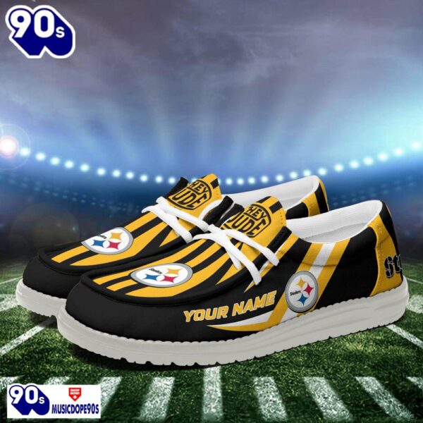 Personalized Pittsburgh Steelers NFL Team White Canvas Loafer Shoes