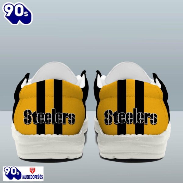 Personalized Pittsburgh Steelers NFL Team White Canvas Loafer Shoes