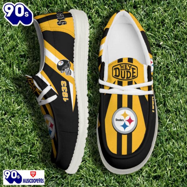 Personalized Pittsburgh Steelers NFL Team White Canvas Loafer Shoes