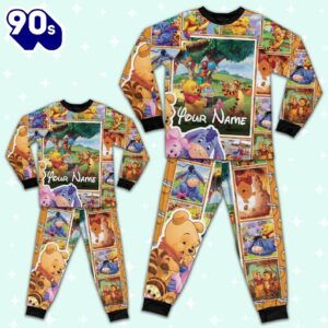 Personalized Pooh Bear and Friends Kid Pajamas - Movie Cartoon Holiday Pajamas