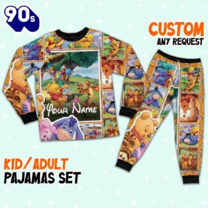 Personalized Pooh Bear and Friends Kid Pajamas - Movie Cartoon Holiday Pajamas