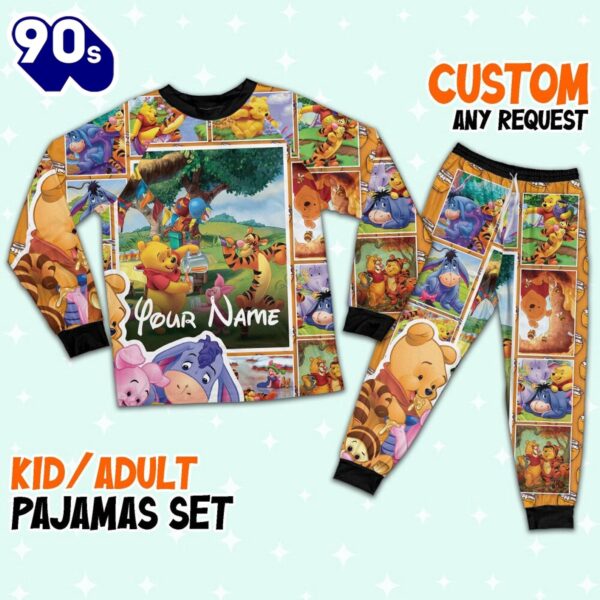 Personalized Pooh Bear and Friends Kid Pajamas – Movie Cartoon Holiday Pajamas