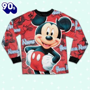 Personalized Red Mickey Mouse Kid Style 2 Pajamas - Movie Cartoon Holiday Pajamas