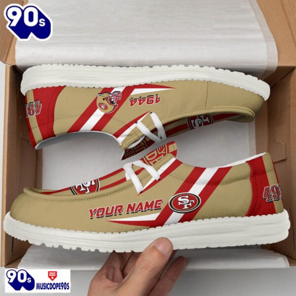 Personalized San Francisco 49ers NFL Team White Canvas Loafer Shoes