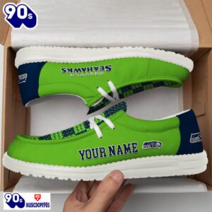 Personalized Seattle Seahawks NFL 32 Teams HeyDude Canvas Loafer Shoes