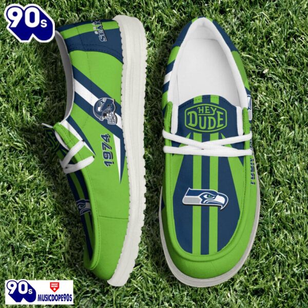 Personalized Seattle Seahawks NFL Team White Canvas Loafer Shoes