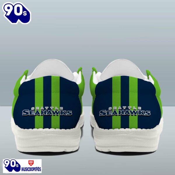 Personalized Seattle Seahawks NFL Team White Canvas Loafer Shoes