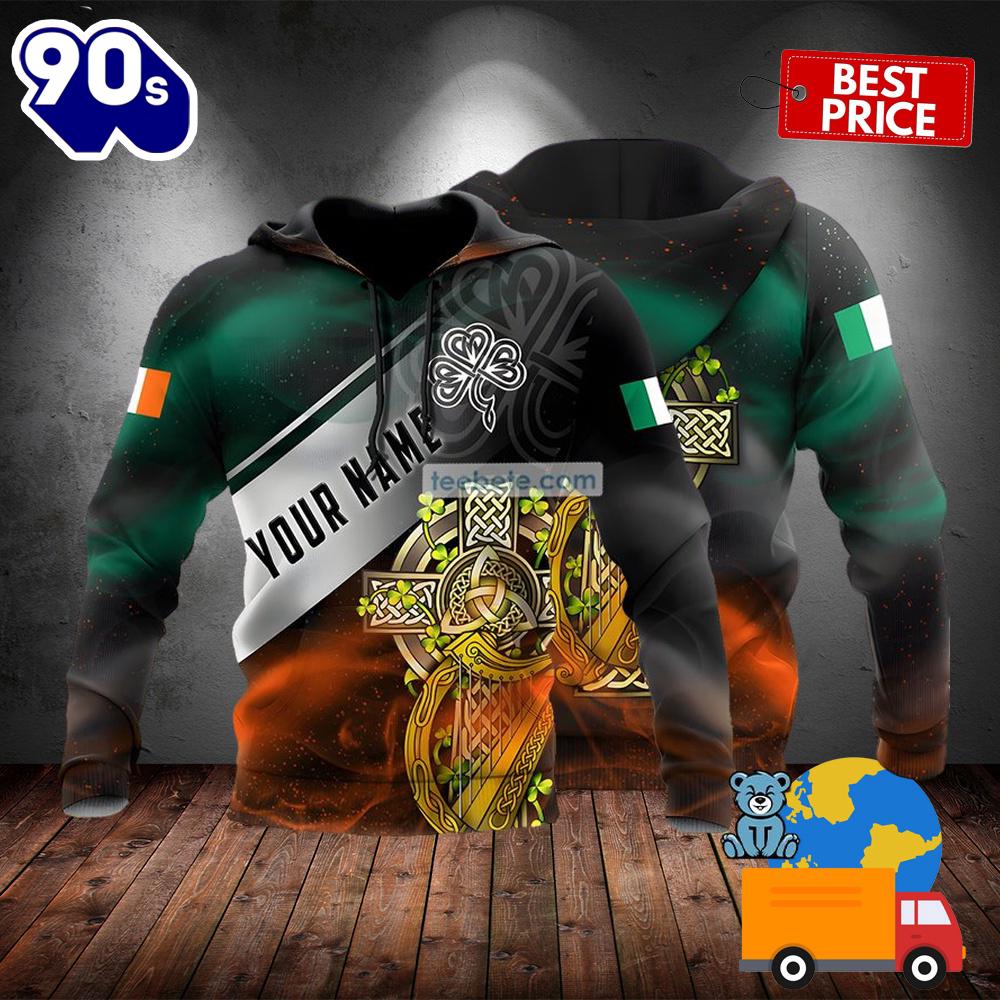 Personalized St Patrick Day And Irish Flag Black 3D Art Hoodie 2025 Personalized St Patrick Day And Irish Flag Black 3D Art Hoodie 2025