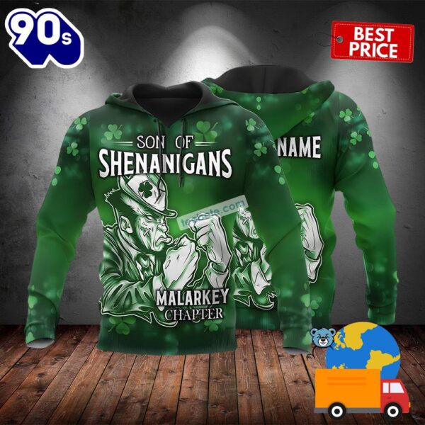 Personalized St Patrick Son Of Shenanigans Green 3D Illusion Hoodie 2025
