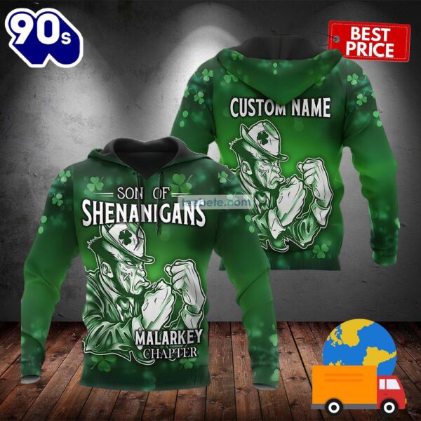 Personalized St Patrick Son Of Shenanigans Green 3D Illusion Hoodie 2025