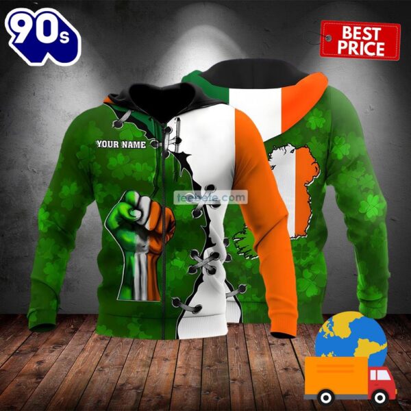 Personalized St Patrick Strong Hand Green 3D Pattern Hoodie 2025