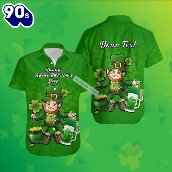 Personalized St Patricks Leprechaun Beer Shamrock Green Bears Hawaiian Shirt 2025