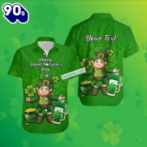 Personalized St Patricks Leprechaun Beer Shamrock Green Bears Hawaiian Shirt 2025