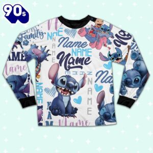 Personalized Stitch Sherpa Pajamas Set - Movie Cartoon Holiday Pajamas