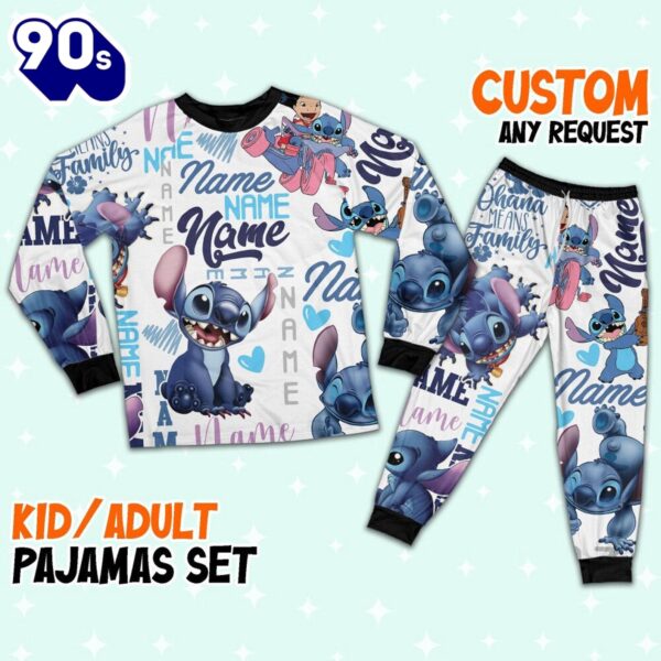 Personalized Stitch Sherpa Pajamas Set – Movie Cartoon Holiday Pajamas