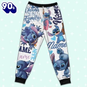 Personalized Stitch Sherpa Pajamas Set - Movie Cartoon Holiday Pajamas