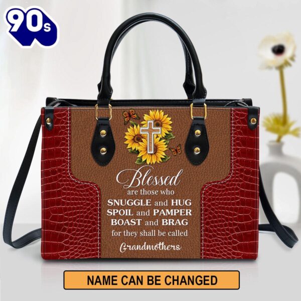 Personalized Sunflower Leather Bag Blessed Are Those Who Spoil And Pamper , Christian Bags  Gift For Women Christmas